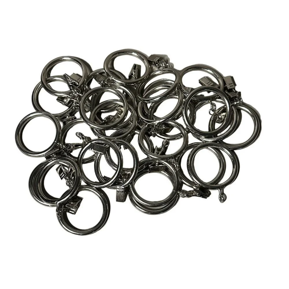 Curtain Rod Rings Clips Set Metal Lot of 20 Round Drapery Window 2.25